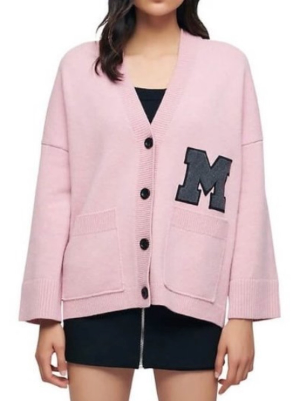 Maje College Cardigan with M Patch